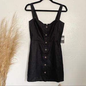 Reformation cotton black strappy black dress linen